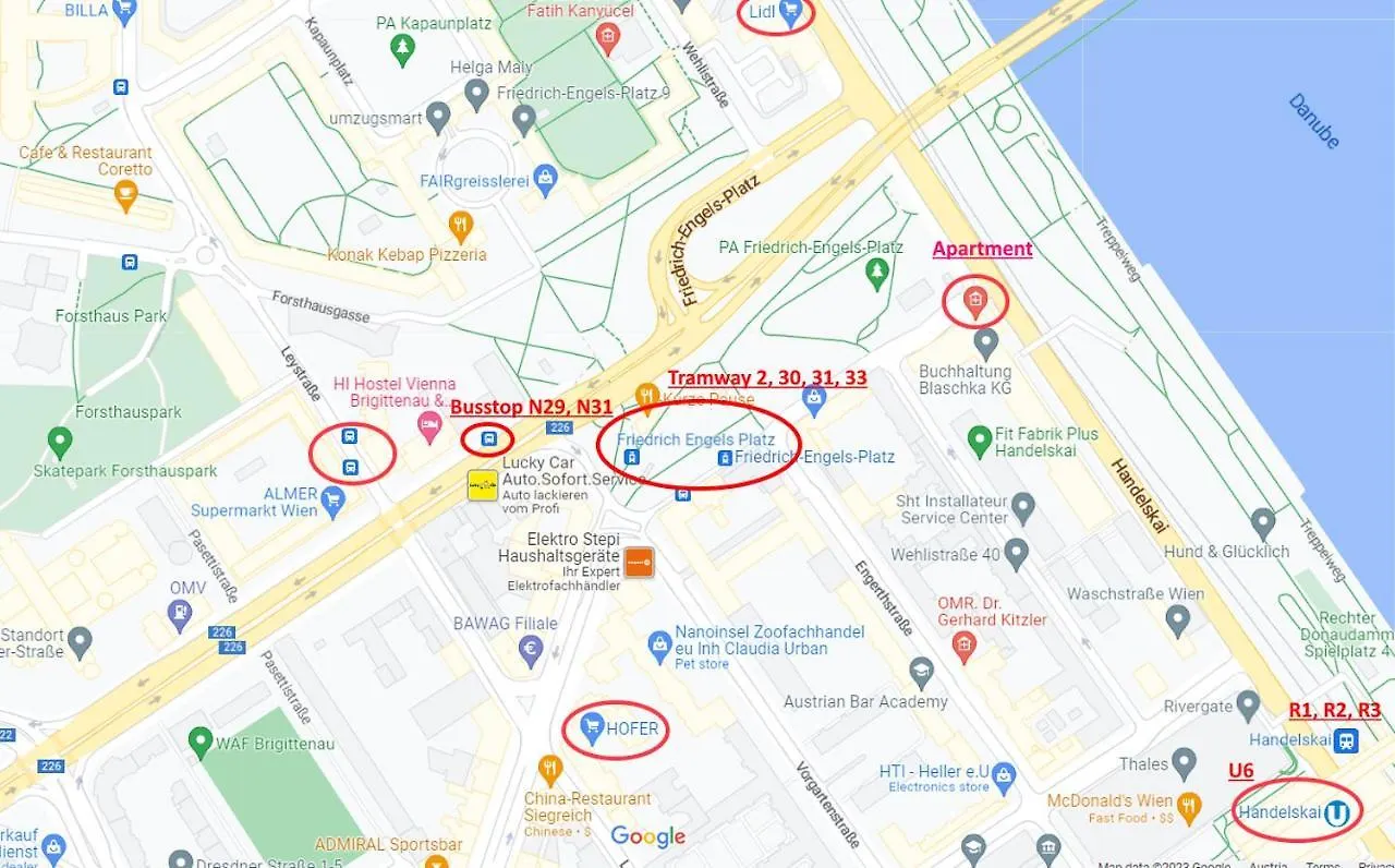 Lovely Apartment For 4 On The Danube River - Private Parking Wiedeń